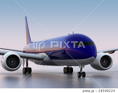 滑走路に待機する旅客機のCGレンダリングイメージ 28599224