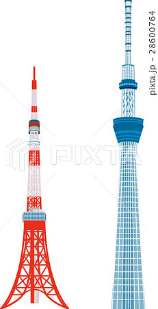 東京タワーとスカイツリーのイラスト素材 28600764 Pixta
