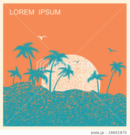 tropical island with palms and sun. 28602870
