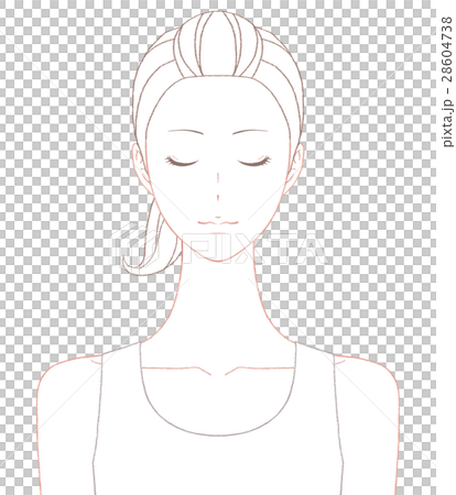 女性の上半身　線画 28604738