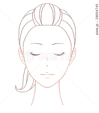 女性の顔 線画のイラスト素材 28604740 Pixta