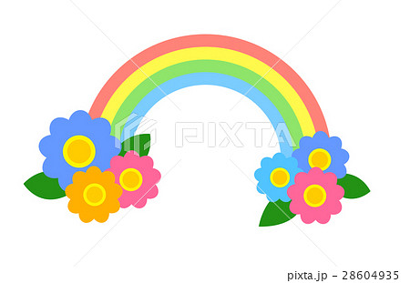虹と花のイラスト素材