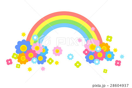 虹と花のイラスト素材