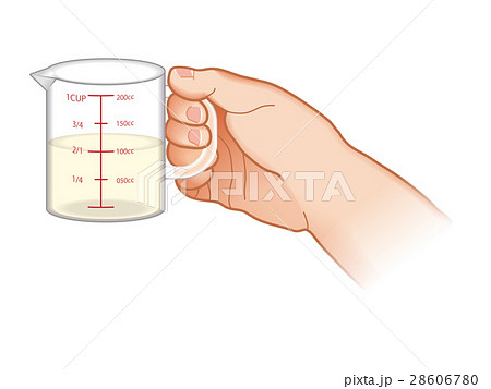 計量カップで計る手のイラスト素材