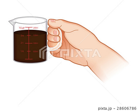 計量カップで計る手のイラスト素材