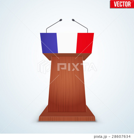 Wooden Podium Tribune with French Flag 28607634