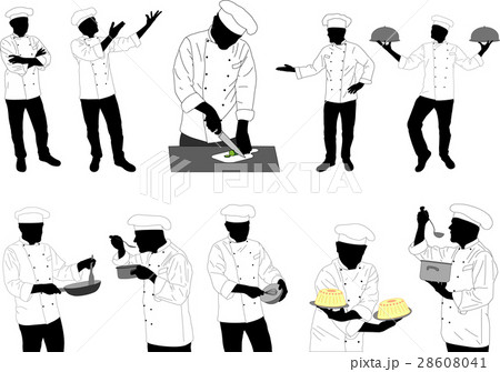 collection of kitchen chefs preparing food  28608041