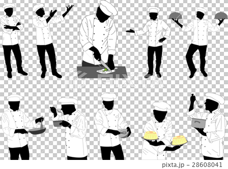 collection of kitchen chefs preparing food  28608041