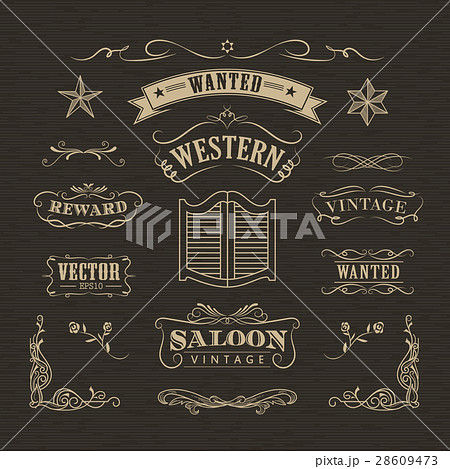 Western hand drawn banners vintage badge vector Western hand drawn banners vintage badge vector 28609473
