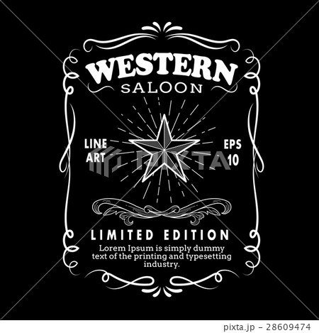 Western Hand Drawn Frame border label antique 28609474