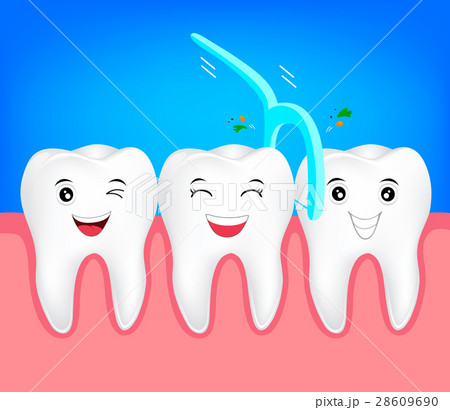 Teeth with dental floss for health care. Teeth with dental floss for health care. 28609690