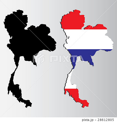Thailand map in National flag and black design. 28612805