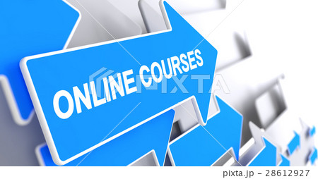 Online Courses - Message on Blue Arrow. 3D. 28612927