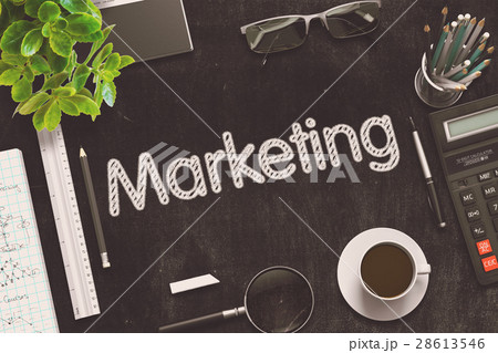 Marketing Handwritten on Black Chalkboard. 3D 28613546