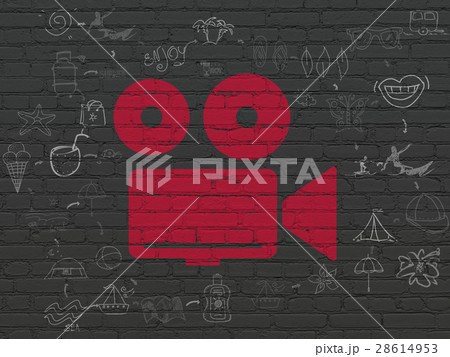 Tourism concept: Camera on wall background 28614953