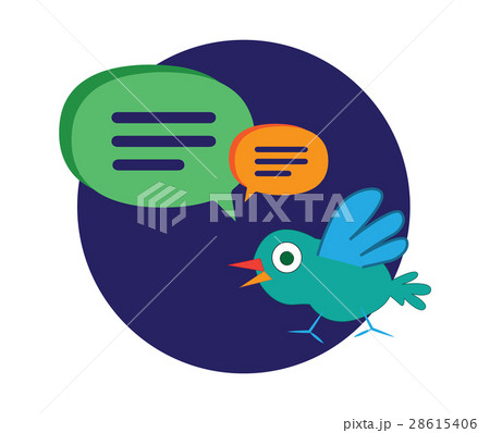 Cute Cartoon Bird with Speech Bubbles Cute Cartoon Bird with Speech Bubbles 28615406