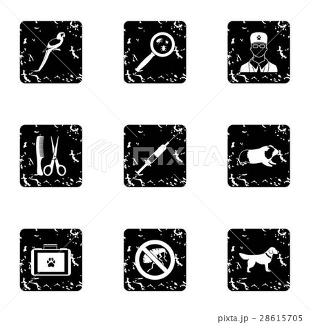 Treatment of animals icons set, grunge style 28615705