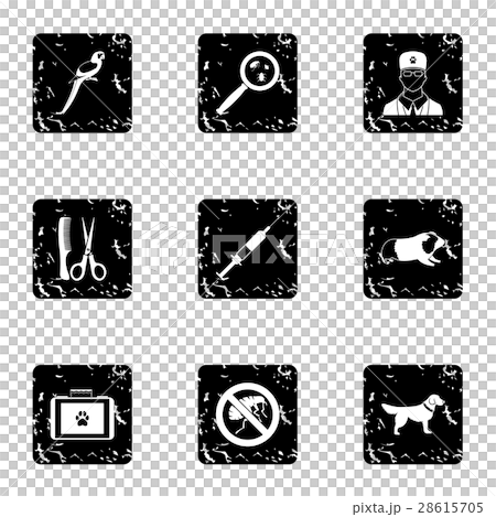 Treatment of animals icons set, grunge style 28615705