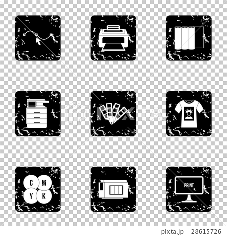Printing icons set, grunge style Printing icons set, grunge style 28615726