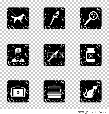 Veterinary icons set, grunge style Veterinary icons set, grunge style 28615727