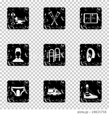 Assistance for disabled icons set, grunge style Assistance for disabled icons set, grunge style 28615738