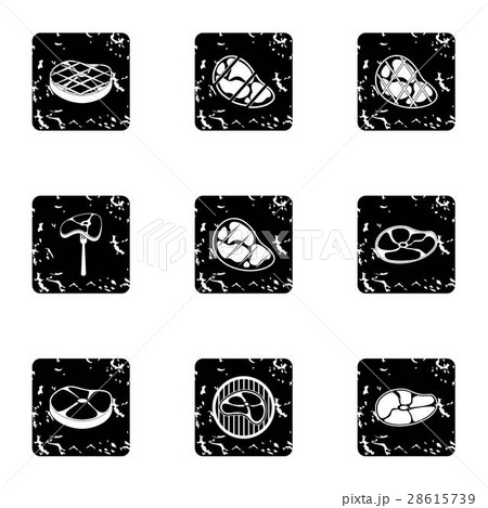 Meat icons set, grunge style Meat icons set, grunge style 28615739