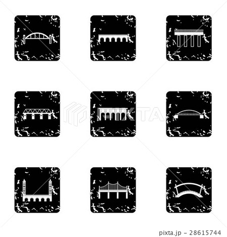 Facility for crossing river icons set 28615744