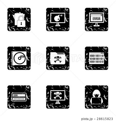 Cracking icons set, grunge style 28615823