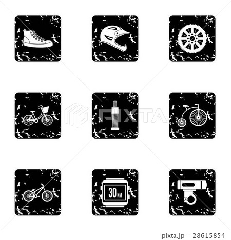 Race bike icons set, grunge style 28615854