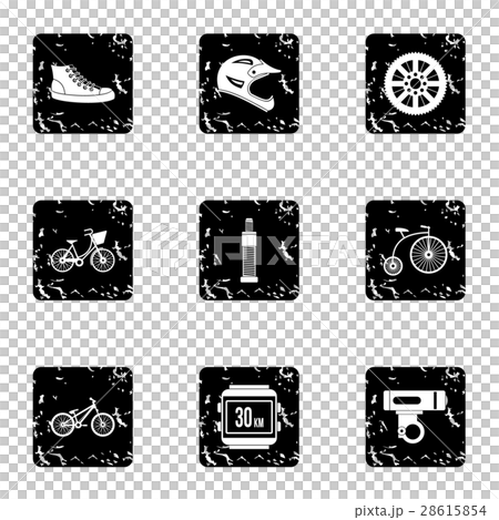Race bike icons set, grunge style 28615854