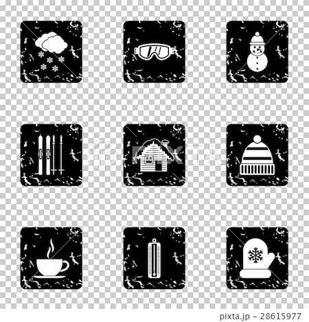 Winter holidays icons set, grunge style Winter holidays icons set, grunge style 28615977