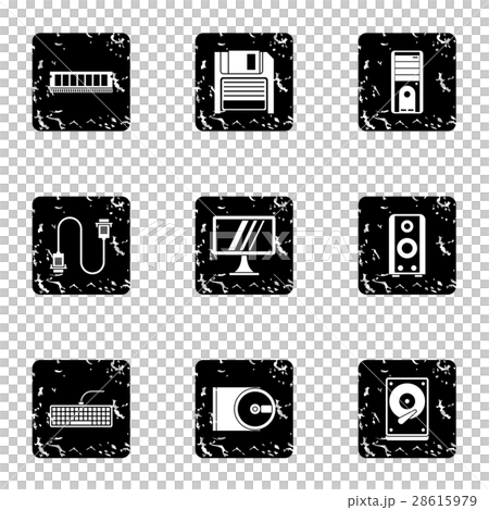 Computer repair icons set, grunge style 28615979