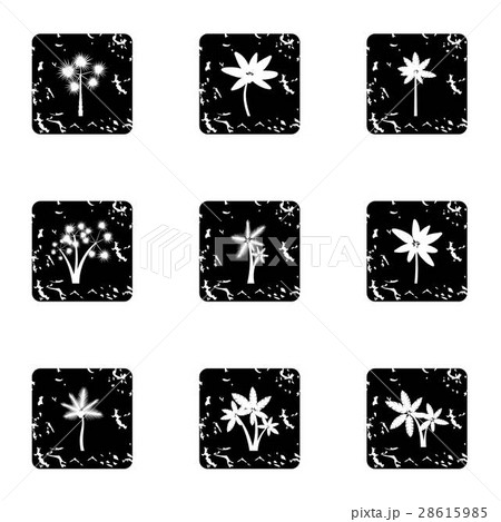 Kind of palms icons set, grunge style 28615985