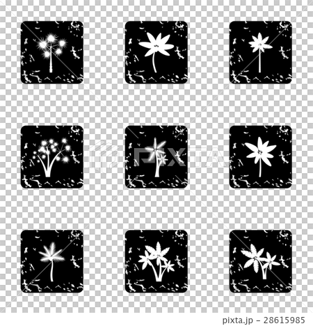 Kind of palms icons set, grunge style 28615985
