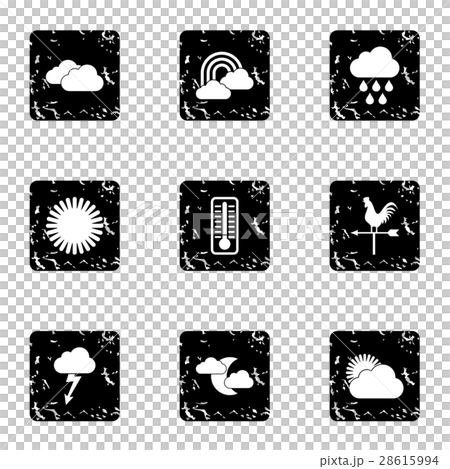 Air temperature icons set, grunge style 28615994