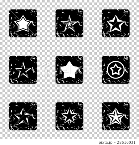 Five-pointed star icons set, grunge style Five-pointed star icons set, grunge style 28616031
