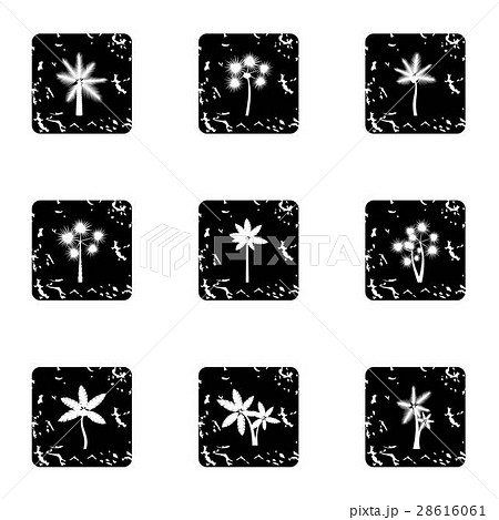 Tree palm icons set, grunge style Tree palm icons set, grunge style 28616061