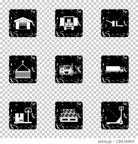 Cargo packing icons set, grunge style Cargo packing icons set, grunge style 28616065