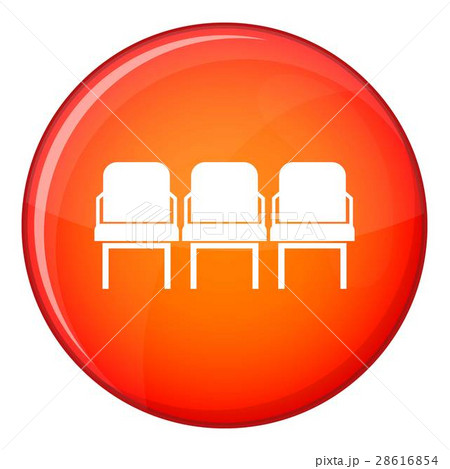 Chairs in the departure hall icon, flat style 28616854