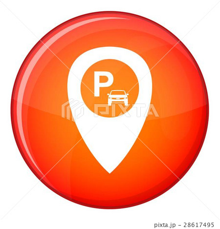 Map pointer with car parking icon, flat style Map pointer with car parking icon, flat style 28617495