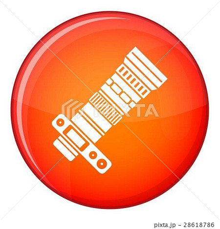 Dslr camera with zoom lens icon, flat style Dslr camera with zoom lens icon, flat style 28618786