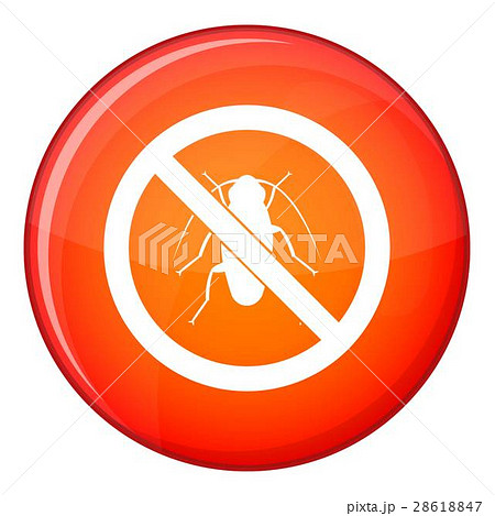 No cockroach sign icon, flat style 28618847