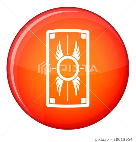 Shield with ornament icon, flat style Shield with ornament icon, flat style 28618954