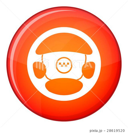 Steering wheel of taxi icon, flat style 28619520