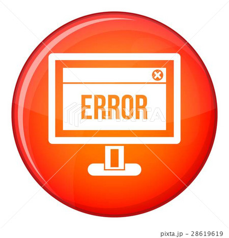 Error sign on a computer monitor icon, flat style Error sign on a computer monitor icon, flat style 28619619