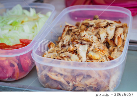 Chicken doner kebab, turkish street food. Chicken doner kebab, turkish street food. 28626657