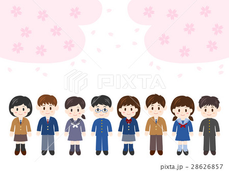 入学式イメージ 中高生と桜 イラスト 28626857