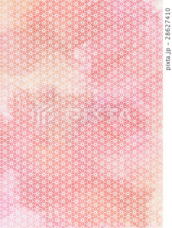 麻の葉柄-赤 28627410