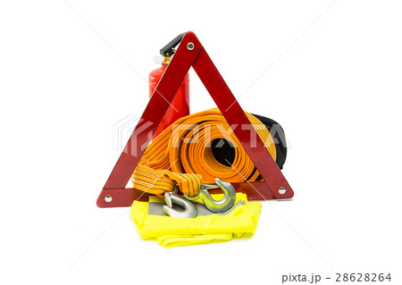 Tow rope for car isolated Tow rope for car isolated 28628264