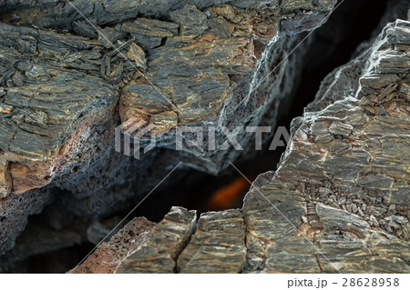 Fire at the crack of frozen lava field at 28628958